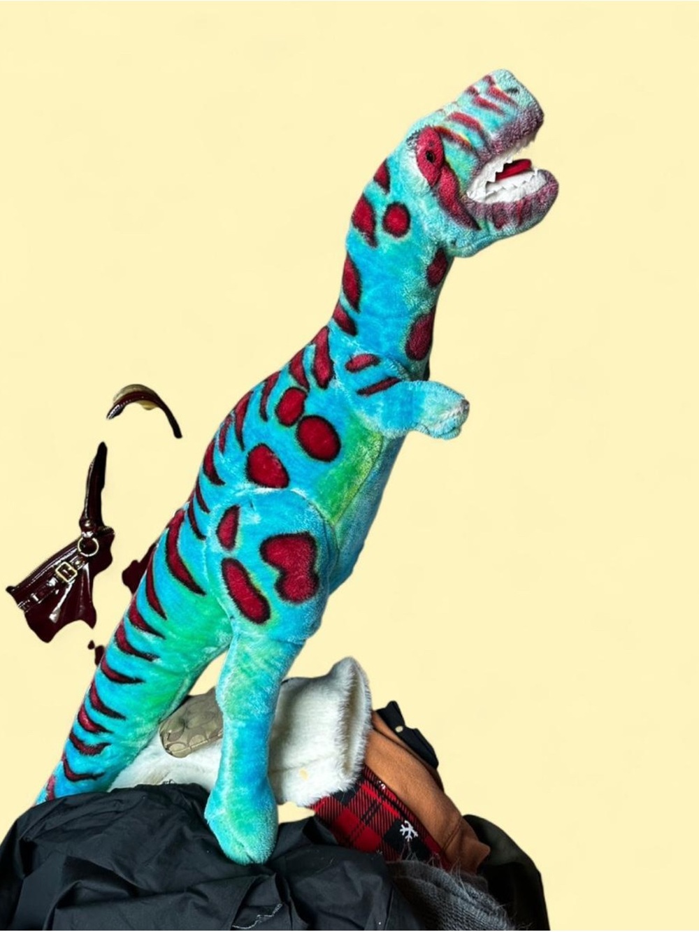 Bright Teal & Red Plush Dinosaur Toy